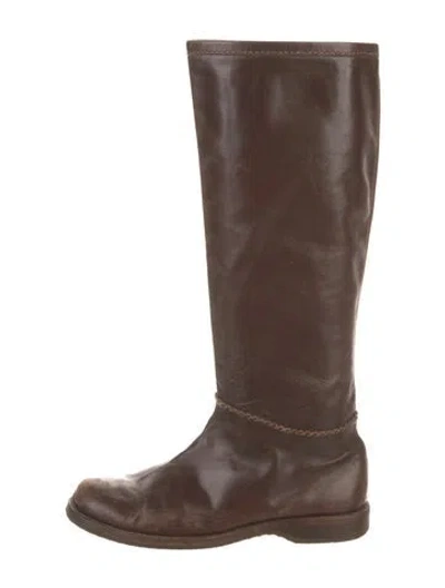 Pre-owned Henry Cuir Leather Riding Boots In Neutral