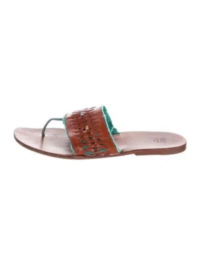 Pre-owned Henry Cuir Leather Slides In Multi