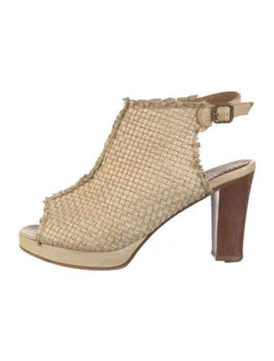 Pre-owned Henry Cuir Leather Slingback Pumps In Neutral