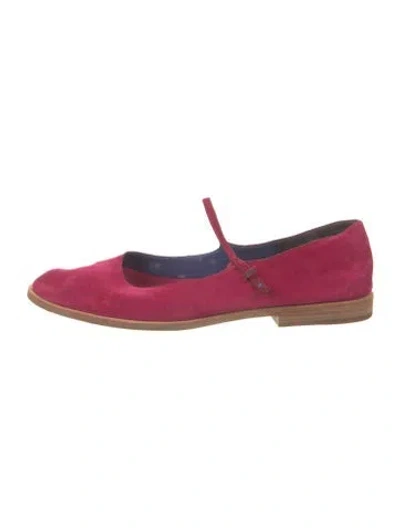 Pre-owned Henry Cuir Suede Mary Jane Flats In Pink
