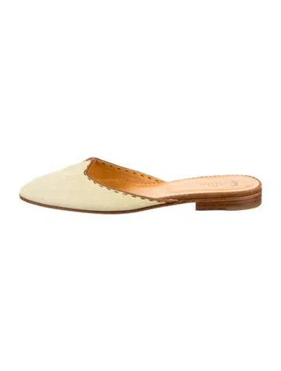Pre-owned Henry Cuir Suede Mules In Yellow
