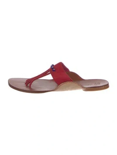 Pre-owned Henry Cuir Suede Slides In Red