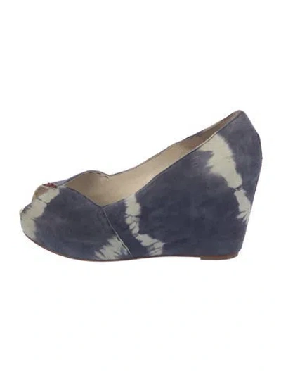 Pre-owned Henry Cuir Suede Tie-dye Print Pumps In Blue