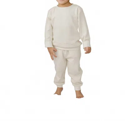 Henry Drew Collection Kid's Frost Organic Waffle Knit Jogger Pants In Beige In White