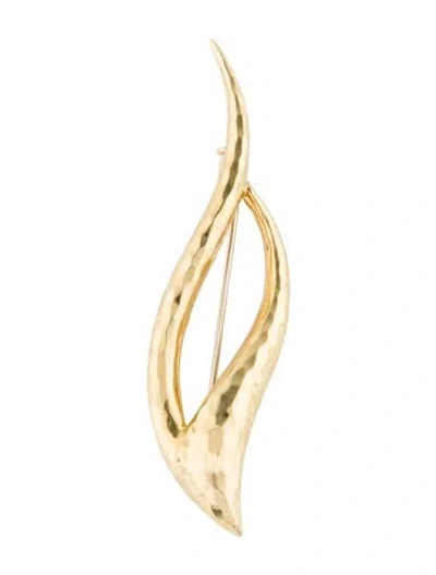Pre-owned Henry Dunay 18k Abstract Leaf Brooch In Multicolor