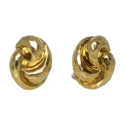 Pre-owned Henry Dunay 18k Gold Clip-on Earrings, Modern Design, 1980s Usa In Multi