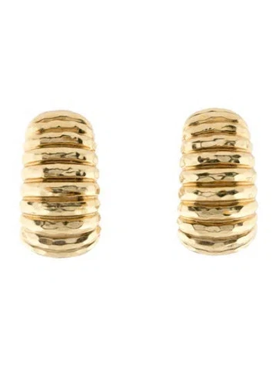 Pre-owned Henry Dunay 18k Textured Clip-on Earrings In Multi