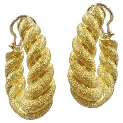 Pre-owned Henry Dunay 18k Yellow Gold Rope-twist Hoop Earrings
