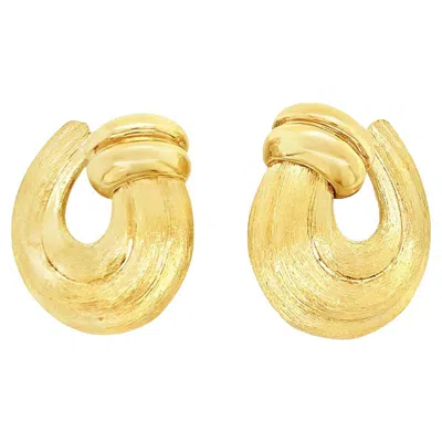 Pre-owned Henry Dunay 18k Yellow Gold Textured And Fluted Earclips By ""