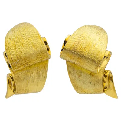 Pre-owned Henry Dunay Brushed 18 Karat Gold Ear Clips In Multi