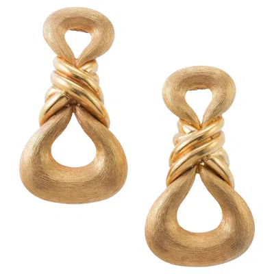 Pre-owned Henry Dunay Brushed Finish Gold Knot Earrings In Multi