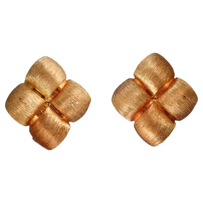 Pre-owned Henry Dunay Brushed Finish Yellow Gold Earrings