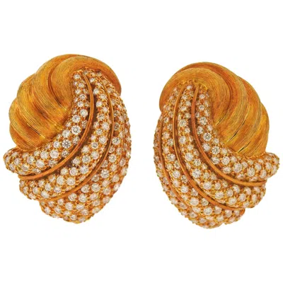 Pre-owned Henry Dunay Diamond Gold Earrings In Multi