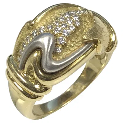 Pre-owned Henry Dunay Gold Platinum And Diamond Free Form Ring In Multi