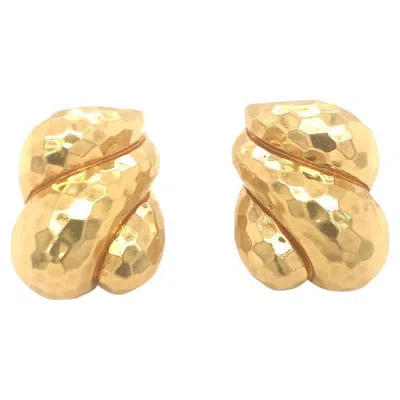 Pre-owned Henry Dunay Hammered 18k Yellow Gold Earclips By , Circa 1970s