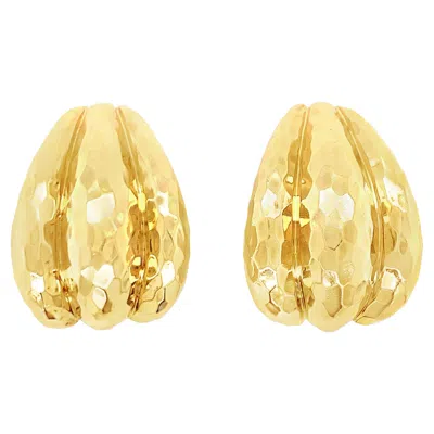 Pre-owned Henry Dunay Hammered 18k Yellow Gold Earclips By , Circa 1970s