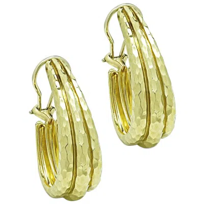 Pre-owned Henry Dunay Hammered Gold Earrings In Multi