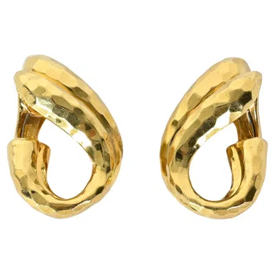 Pre-owned Henry Dunay Hammered Gold Earrings In Multi