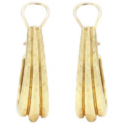 Pre-owned Henry Dunay Hammered Gold Shrimp Hoop Earrings In Multi