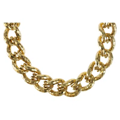 Pre-owned Henry Dunay Hammered Link Necklace In 18 Karat Yellow Gold