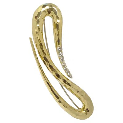 Pre-owned Henry Dunay Large Iconic Yellow Gold And Diamond Brooch