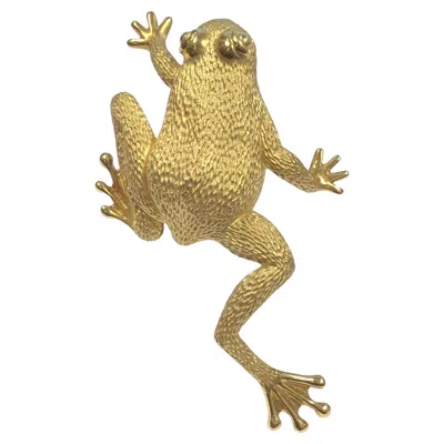 Pre-owned Henry Dunay Large Yellow Gold Frog Brooch