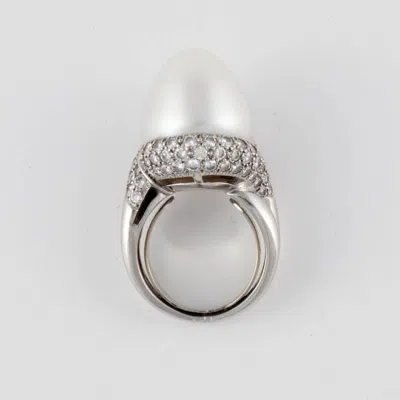 Pre-owned Henry Dunay Platinum Baroque Pearl And Diamond Ring In Multi