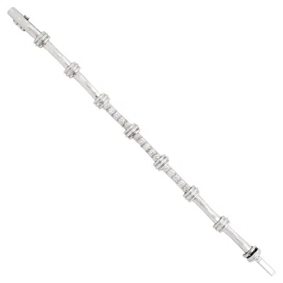 Pre-owned Henry Dunay Platinum Diamond Hammered Texture Bracelet In Multi
