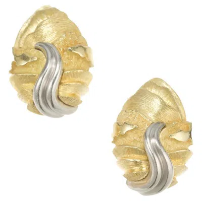Pre-owned Henry Dunay Platinum Yellow Gold Swirl Earrings