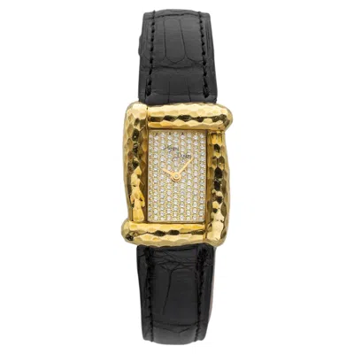 Pre-owned Henry Dunay Sabi 18k Yg Pave Diamond Dial Quartz 21mm In Multi