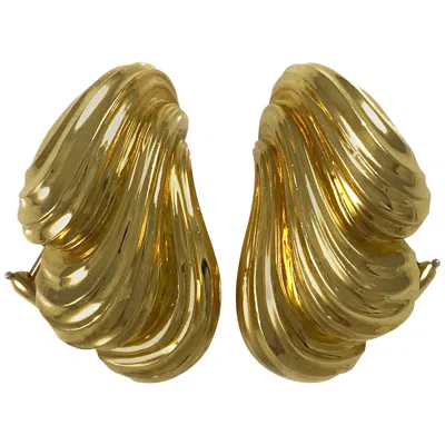 Pre-owned Henry Dunay Scalloped Clip-on Earrings, 1990s In 18k Yellow Gold