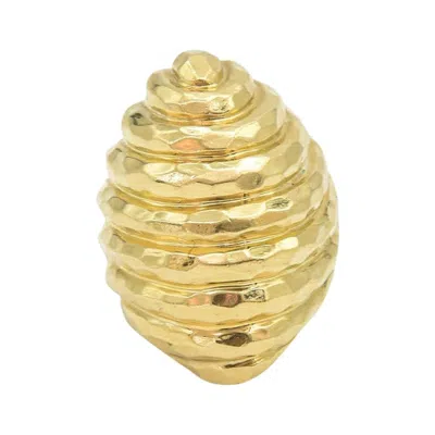 Pre-owned Henry Dunay Stylized Hammered Yellow Gold Ring