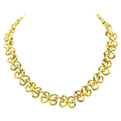 Pre-owned Henry Dunay Twisted Ribbon Link Collar Necklace Set In 18 Karat Yellow Gold