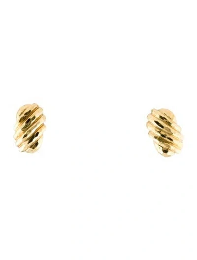 Pre-owned Henry Dunay Vintage 18k Hammered Textured Earclip Earrings In Multi