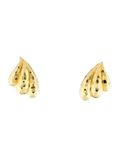 Pre-owned Henry Dunay Vintage 18k Textured Heart Clip-on Earrings In Multi