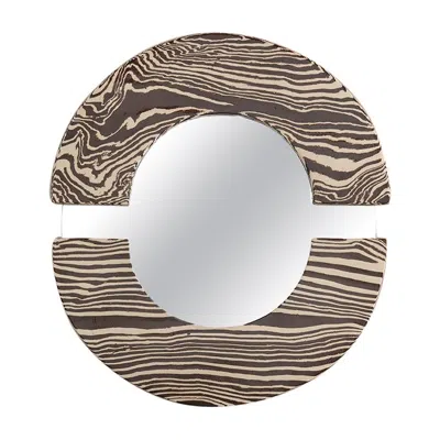 Pre-owned Henry Holland Studio Brown And White Handmade Round Circular Ceramic Mirror