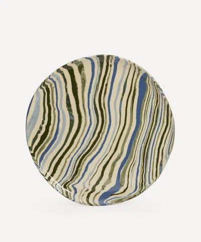 Henry Holland Studio Green White And Blue Stripe Dinner Plate