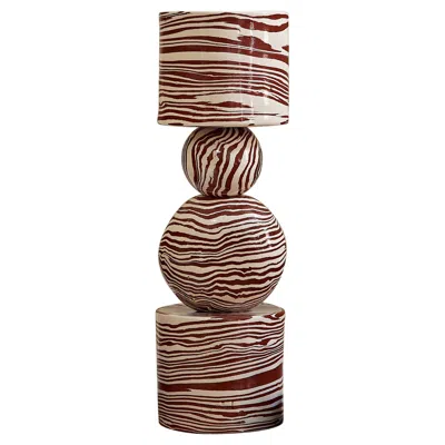 Pre-owned Henry Holland Studio Handmade Terracotta And White Ceramic Sphere Up Table Lamp