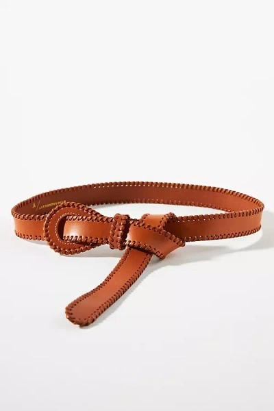 Hensler Whipstitch Leather Belt In Yellow