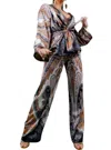 Her Bottari Autumn Kimona Pants Set In Mustard Brown In Multi