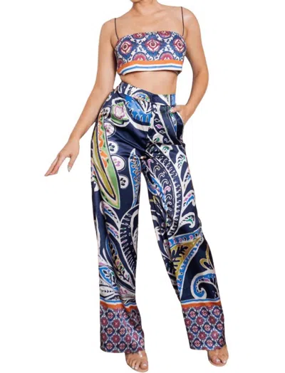 Her Bottari Bra Cropped Top & Wide Leg Pants Set In Multi