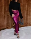 Her Entire Name Says Grace Lainey Slit Midi Skirt In Magenta In Pink