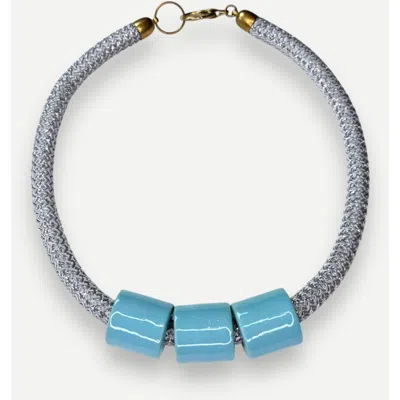 Her New Tribe Bead Six Giant Candy Necklace In Blue