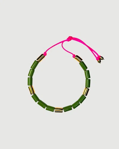 Her New Tribe Cash & Karat Candy Bead Four Necklace In Green