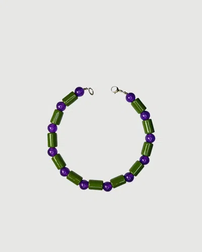 Her New Tribe Cash & Sparkle Sundry Bead Five Necklace In Green