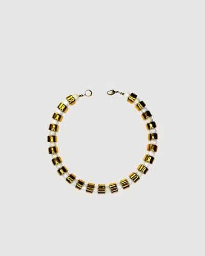 Her New Tribe Karat & Mother Of Pearl Sundry Bead Two Necklace In Gold