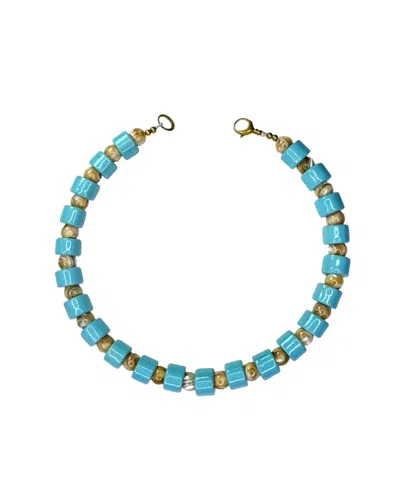 Her New Tribe Pool & Conch Mother Of Pearl Sundry Bead Two Necklace In Blue