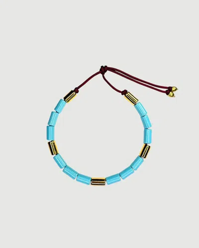 Her New Tribe Pool & Karat Candy Bead Four Necklace In Blue