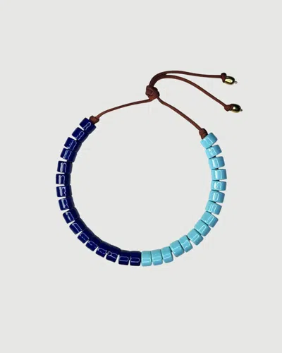 Her New Tribe Pool & Space Split Candy Bead Two Necklace In Blue