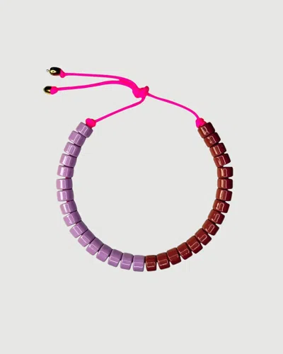 Her New Tribe Prince & Sugar Split Candy Bead Two Necklace In Pink